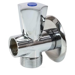 Клапан седловой латунный бытовой хром 3-ходовой 1045 G1/2"х3/4"х1/2" Ру10 НР/НР/ВР переходной маховик с отражателем Aquasfera 1045-01