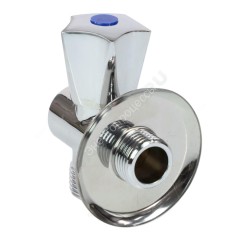 Клапан седловой латунный бытовой хром 3-ходовой 1045 G1/2"х3/4"х1/2" Ру10 НР/НР/ВР переходной маховик с отражателем Aquasfera 1045-01