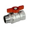 Кран шаровой латунь хром R254D Ду 25 Ру35 ВР/НР бабочка красная Giacomini R254X005