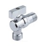 Кран шаровой латунный бытовой хром угловой 1041 G1/2"х3/4" Ру10 НР переходной бабочка без отражателя Aquasfera 1041-02