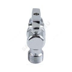 Кран шаровой латунный бытовой хром угловой 1041 G1/2"х3/4" Ру10 НР переходной бабочка без отражателя Aquasfera 1041-02