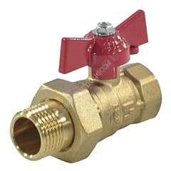 Кран шаровой латунь 11б27п1 Ду 15 Ру16 ВР/"американка" бабочка красная SantechSystems