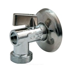 Кран шаровой латунный бытовой хром угловой R614 G1/2"х3/4" Ру10 НР переходной флажок с отражателем Giacomini R614X004