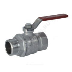 Кран шаровой латунь хром R854L Ду 25 Ру28 ВР/НР полнопроходной рычаг красный Giacomini R854LX025