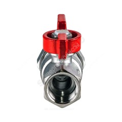 Кран шаровой латунь хром R259D Ду 25 Ру35 ВР/"американка" бабочка красная Giacomini R259X007