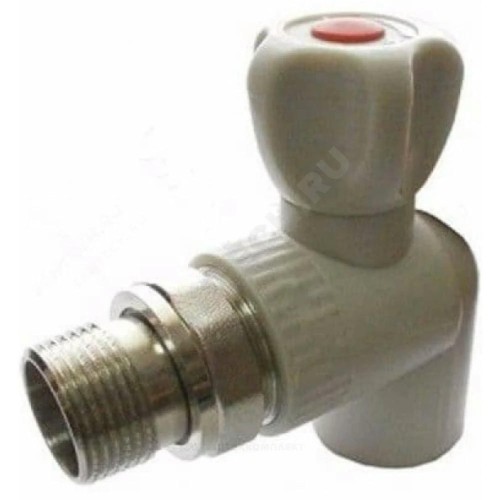Кран шаровой PP-R серый Дн 20х1/2" НР угловой для радиатора RTP (РосТурПласт) 27828