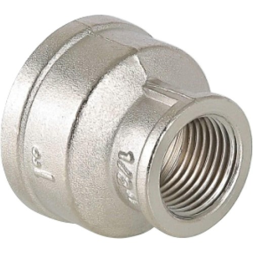 Муфта латунь никель переходная Ду 25х15 (1"х1/2") ВР/ВР VALFEX VF.240.N.100.012