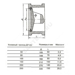 Клапан обратный чугун поворотный 19ч21бр Ду 150 Ру16 Тмакс=225 оС межфл заслонка чугун исполнение "Г" Мегастрой