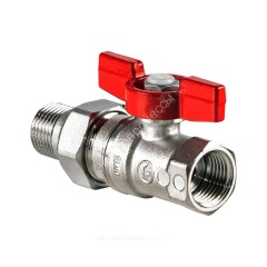 Кран шаровой латунь хром R259D Ду 32 Ру35 ВР/"американка" бабочка красная Giacomini R259X009