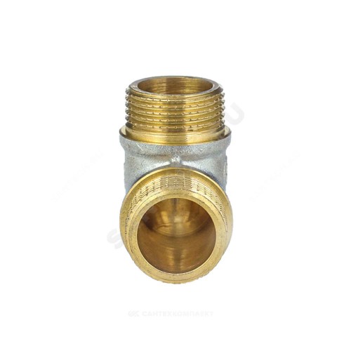Угольник латунь никель реборда Ду 20 (3/4") НР/НР 9005 ГОСТ 32585-2013 Aquasfera 9005-02