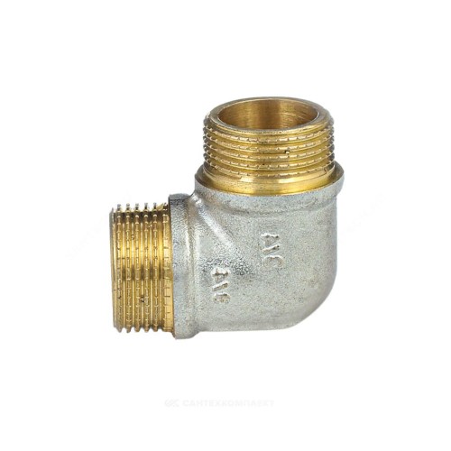 Угольник латунь никель реборда Ду 20 (3/4") НР/НР 9005 ГОСТ 32585-2013 Aquasfera 9005-02