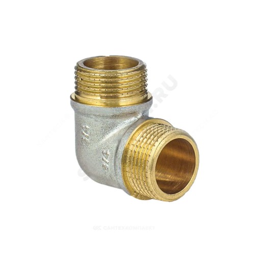 Угольник латунь никель реборда Ду 25 (1") НР/НР 9005 ГОСТ 32585-2013 Aquasfera 9005-03