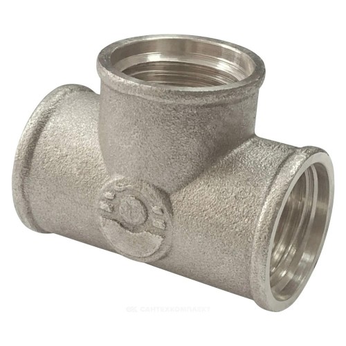 Тройник латунь никель Ду 20 (3/4") ВР/ВР VALFEX VF.130.N.034