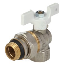 Кран шаровой латунь никель угловой 1128 Standard Ду 15 Ру40 ВР/"американка" полнопроходной бабочка белая Aquasfera 1128-01