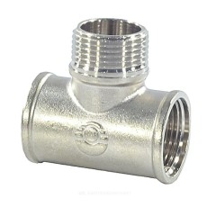 Тройник латунь никель переходной Ду 20х15х15 (3/4"х1/2"х1/2") ВР/НР/ВР VALFEX VF.132.N.034.012.012
