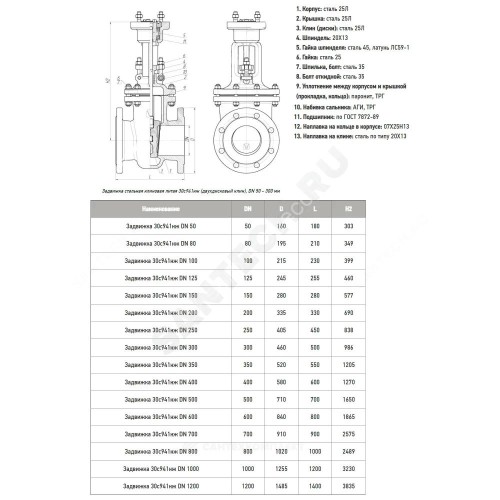 Задвижка клиновая сталь газ 30с941нж Ду 80 Ру16 фл под электропривод присоединение по ОСТ «А» МЗТА