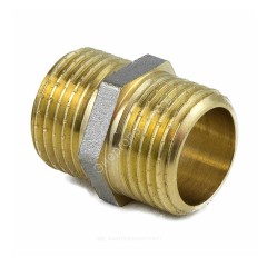 Ниппель латунь никель Ду 32 (1 1/4") НР 9022 ГОСТ 32585-2013 Aquasfera 9022-04