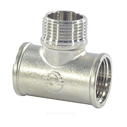Тройник латунь никель переходной Ду 20х15х20 (3/4"х1/2"х3/4") ВР/НР/ВР VALFEX VF.132.N.034.012.034