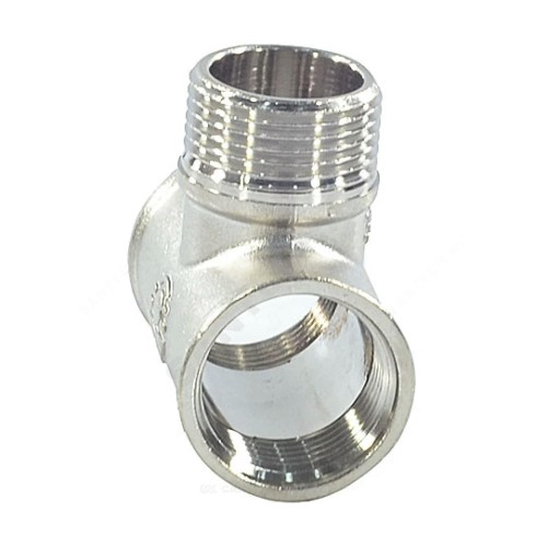 Тройник латунь никель переходной Ду 20х15х20 (3/4"х1/2"х3/4") ВР/НР/ВР VALFEX VF.132.N.034.012.034