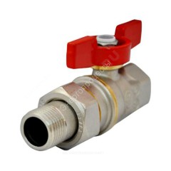 Кран шаровой латунь никель R919 Ду 25Дн 16х32 Ру35 ВР/"американка" полнопроходной бабочка красная шар DADO переходн Giacomini R919X008