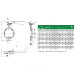 Затвор дисковый поворотный чугун VPI4448R2C-02EP Ду 300 Ру16 межфл с рукояткой диск чугун манжета EPDM с концевыми выключателями Tecofi VPI4448R2C-02EP0300