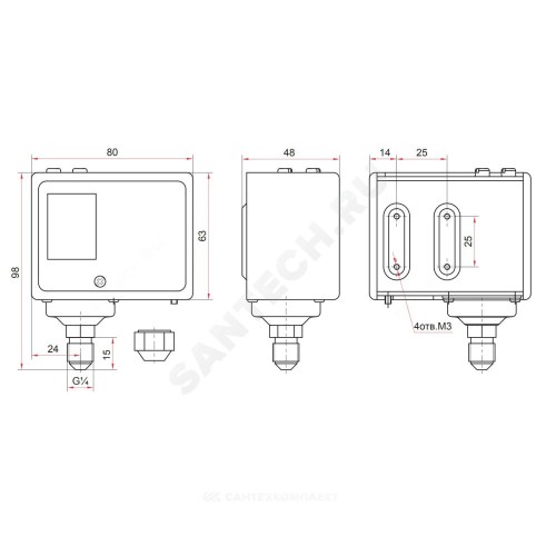 Реле давления РД-2Р 0.1-1.0МПа G1/4" IP44 110C Росма 00000004008