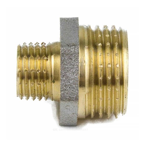 Ниппель латунь никель переходной Ду 20х15 (3/4"х1/2") НР 9023 ГОСТ 32585-2013 Aquasfera 9023-03