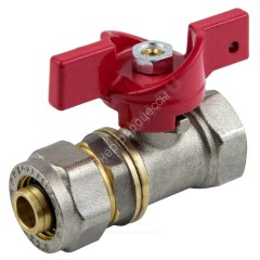 Кран шаровой латунь никель 1016 Euro Дн 16х1/2" Ру16 ВР/обжим бабочка красная Aquasfera 1016-01