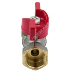 Кран шаровой латунь никель 1016 Euro Дн 16х1/2" Ру16 ВР/обжим бабочка красная Aquasfera 1016-01