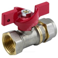 Кран шаровой латунь никель 1016 Euro Дн 16х1/2" Ру16 ВР/обжим бабочка красная Aquasfera 1016-01