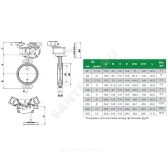 Затвор дисковый поворотный чугун VPI4448R2C-08EP Ду 300 Ру16 межфл с редуктором диск чугун манжета EPDM с концевыми выключателями Tecofi VPI4448R2C-08EP0300
