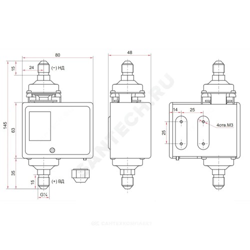 Реле давления РДД-2Р 1-6бар G1/4" 220В IP42 110C Росма 00000004014
