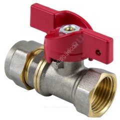 Кран шаровой латунь никель 1016 Euro Дн 20х1/2" Ру16 ВР/обжим бабочка красная Aquasfera 1016-02