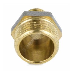 Ниппель латунь никель переходной Ду 32х25 (1 1/4"х1") НР 9023 ГОСТ 32585-2013 Aquasfera 9023-08