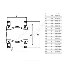 Компенсатор резиновый антивибрационный EPDM DI7240N Ду 300 Ру10 фл L=260мм Tecofi DI7240N-0300 сжатие/растяжение 25 мм/16 мм