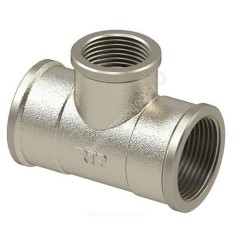 Тройник латунь никель переходной Ду 25х20х25 (1"х3/4"х1") ВР/ВР RTP (РосТурПласт) 25201