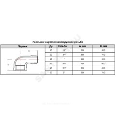 Угольник проходной чугун оц Ду 20 (3/4") ВР/НР Fittex PLUS