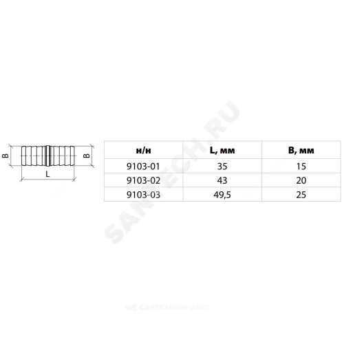 Соединитель штуцерный латунь для шланга Дн 15 9103 Aquasfera 9103-01
