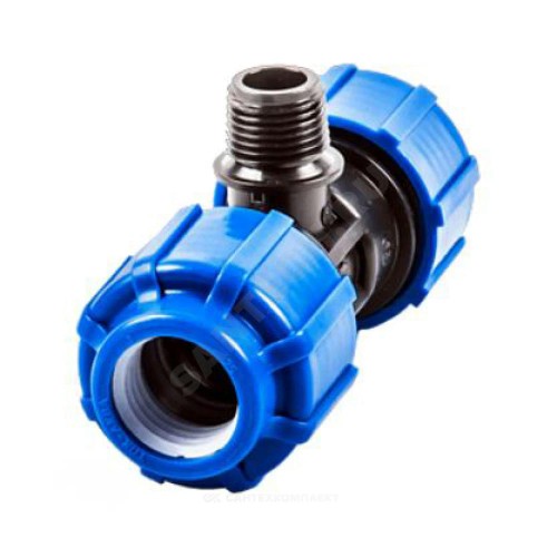 Тройник компрессионный ПЭ Дн 25х1/2"х25 НР ТПК-АКВА 51251225