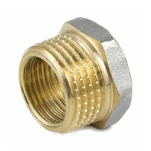 Футорка латунь никель Ду 25х20 (1"х3/4") НР/ВР 9024 ГОСТ 32585-2013 Aquasfera 9024-05