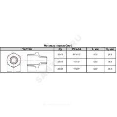Ниппель переходной чугун Ду 20х15 (3/4"х1/2") НР Fittex PLUS