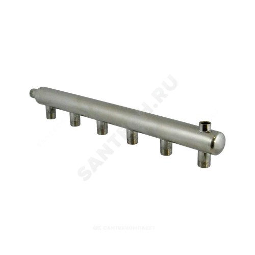 Коллектор нержавеющая сталь Ду 32 1 1/4" НР на 10 вых 1/2" НР м/о 50мм Элит-Металл 1188