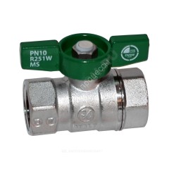 Кран шаровой латунь хром R251W Ду 25 Ру35 ВР бабочка зеленая Giacomini R251WX025