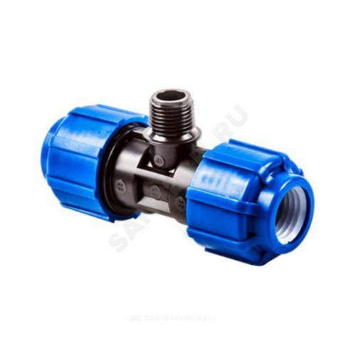 Тройник компрессионный ПЭ Дн 50х1 1/2"х50 НР ТПК-АКВА 51511250