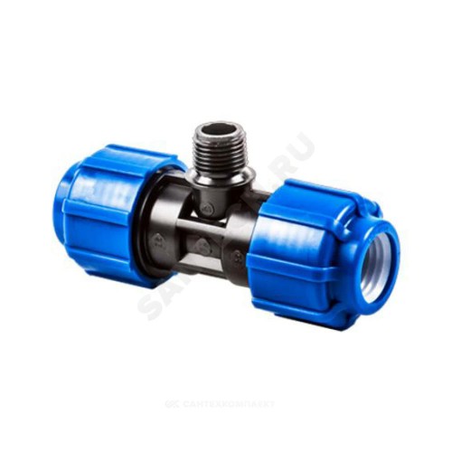 Тройник компрессионный ПЭ Дн 50х1 1/2"х50 НР ТПК-АКВА 51511250
