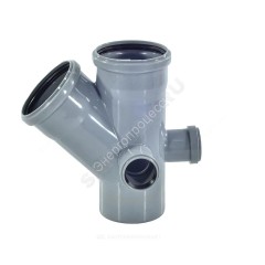 Крестовина PP-H 2-плоскостная левая/правая/тыл серая Дн 110х110х50х45гр б/нап RTP (РосТурПласт) 36536