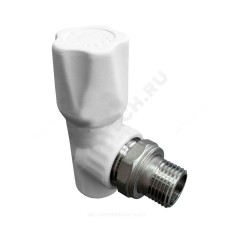 Клапан (вентиль) PP-R запорный белый Дн 25х3/4" Ру25 НР угловой для радиатора VALFEX 1014725034