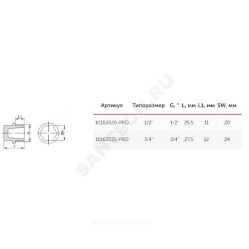 Заглушка PP-R белая Дн 20х1/2" НР PRO VALFEX 10163020-PRO