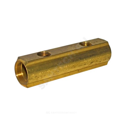 Коллектор латунь 1 1/4" ВР/ВР на 6 вых 3/4" ВР м/о 100мм R582A Giacomini R582AY006