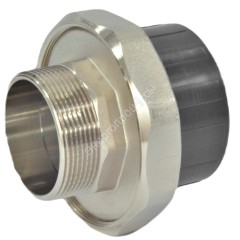 Муфта ПВХ серая под клеевое соед разъемная Дн 50х1 1/2" НР Aquaviva AQVBND50M